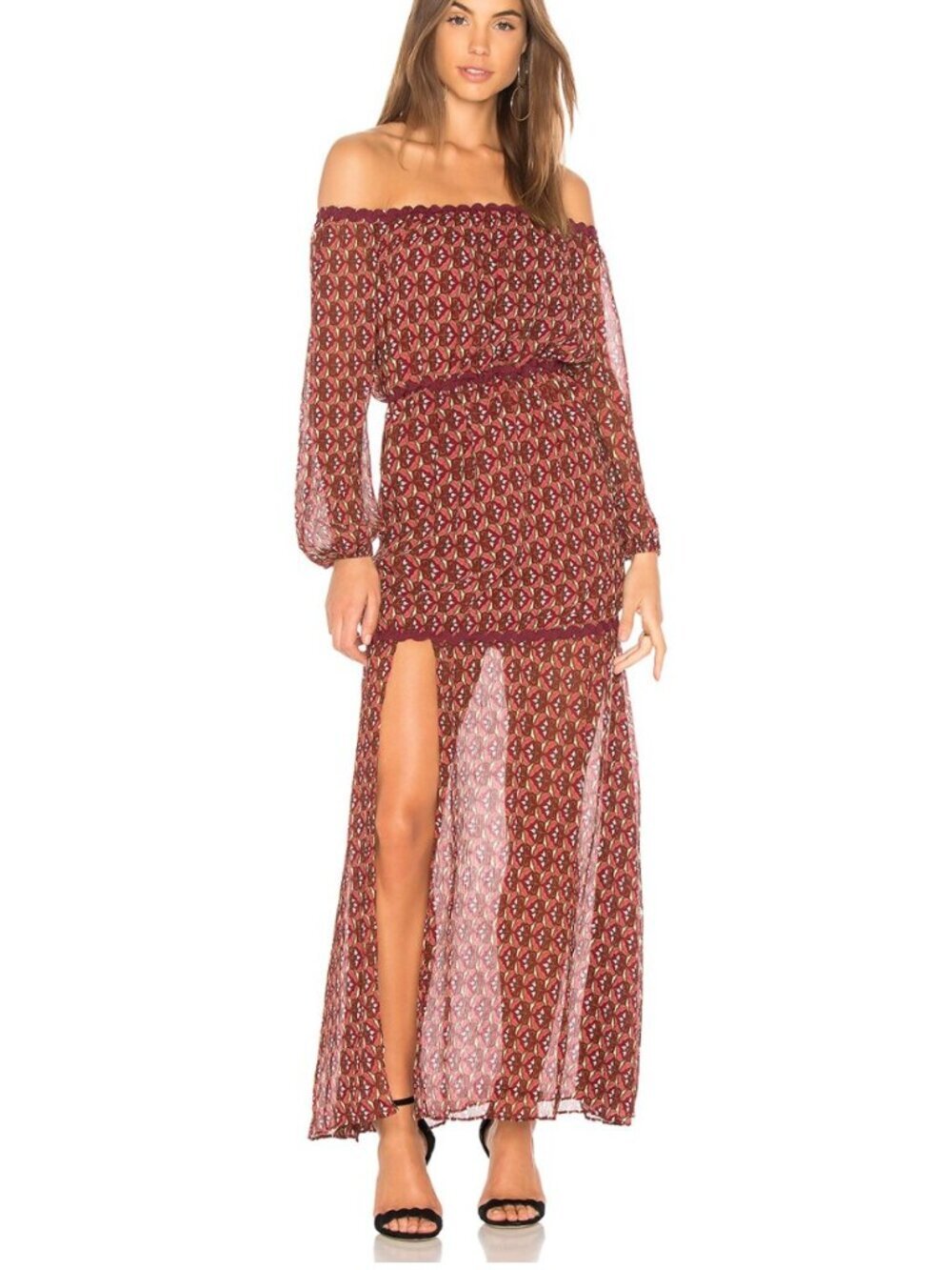 NWT Finders Keepers Drift Off the Shoulder Maxi Dress Boho Floral Sz Small